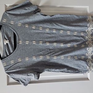 J. Crew Gray Tee with Cream Embroidery